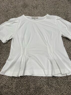LOFT White Short-Sleeve Peplum Blouse